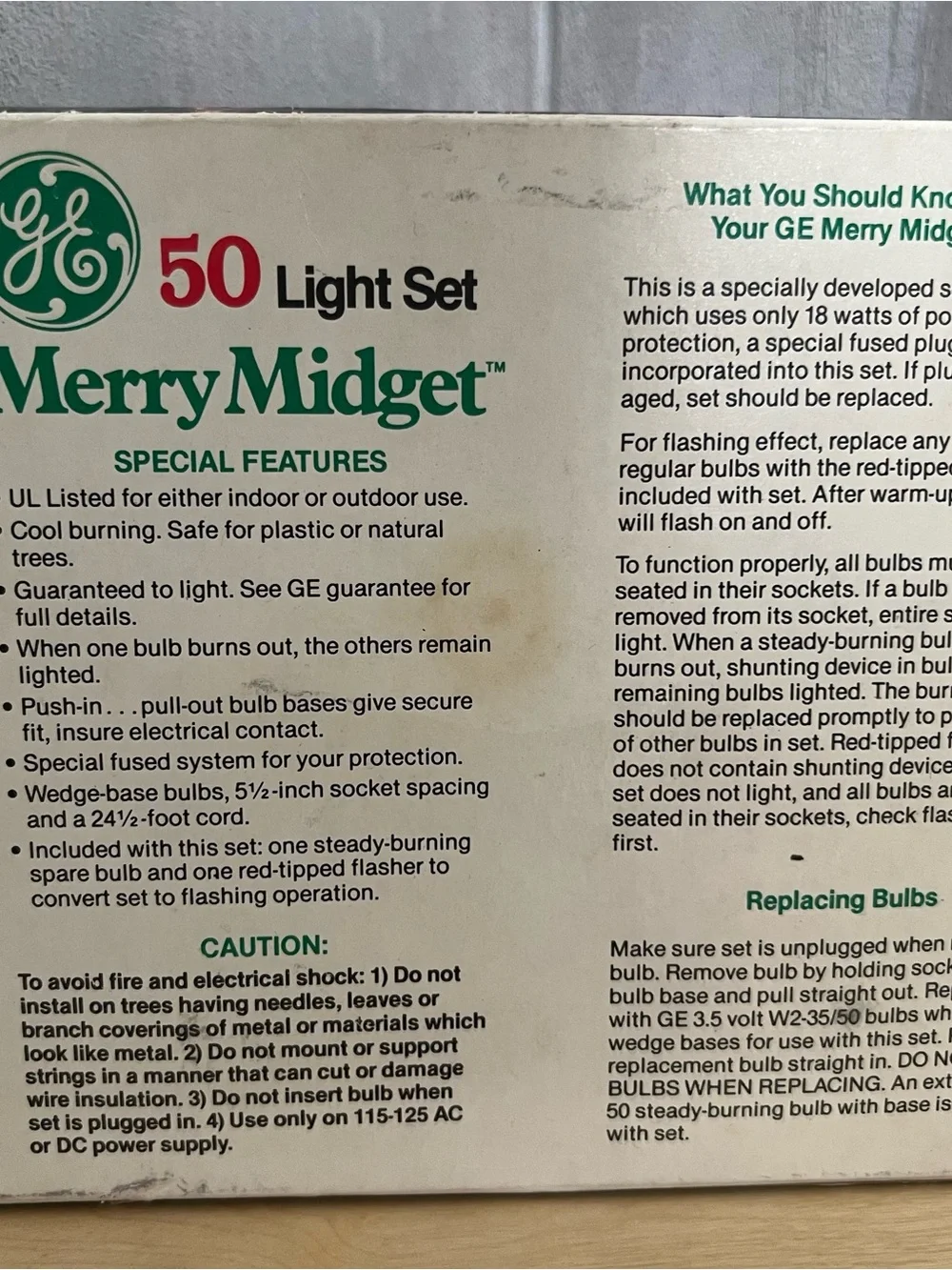 Vintage GE Merry Midget 50 Clear Bulb Light Set